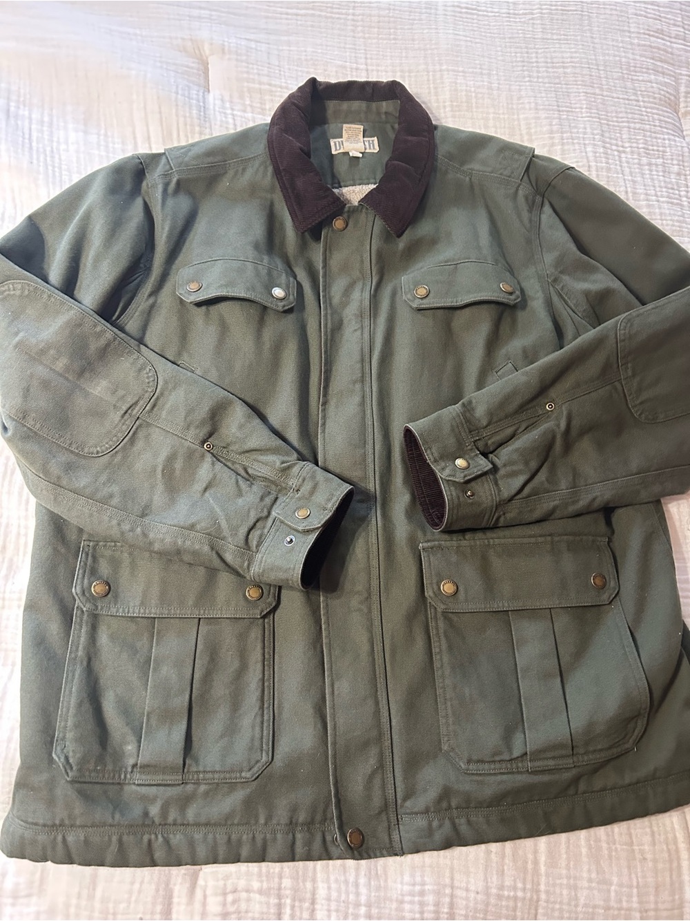 Duluth Trading Company Mens Fire Hose Iron Range Field Coat Army Green NEW 2XL